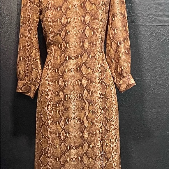 Collective consepts Elegant Brown Snake Print Dress - Picture 1 of 5